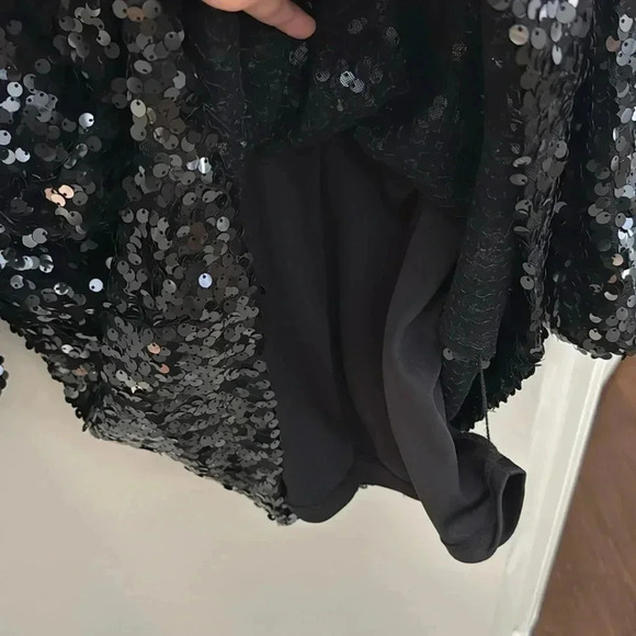 NEW WAYF Black CARRIE Balloon Long Sleeve Sequin Cocktail Mini Dress - Picture 9 of 13